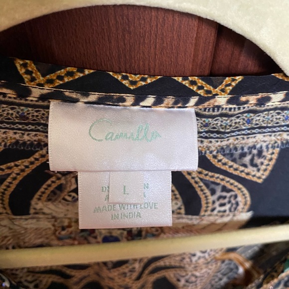 Camilla Shirred Relaxed Rainbow Room Dress 100% Silk - Picture 9 of 9